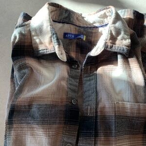 APT.9 Plaid Button-Up Shirt in good condition.